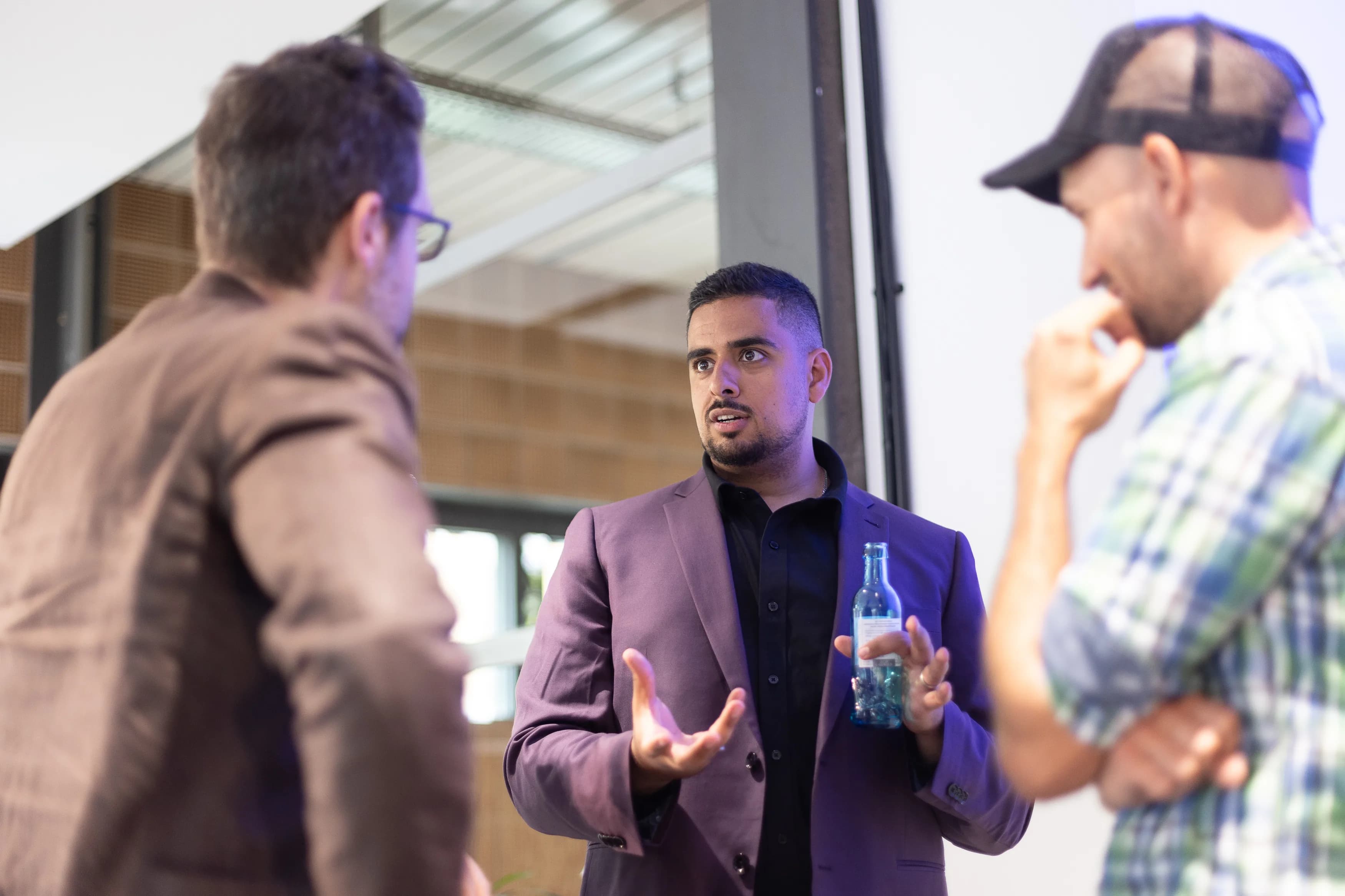 Mark talking strategy with two attendees